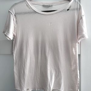 All Saints Light-Pink Distressed T-shirt